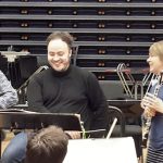 Sharing a joke with Jennifer Galloway and Ben Gernon at rehearsal for the premiere of the oboe concerto: 'A Vision in a Dream' 